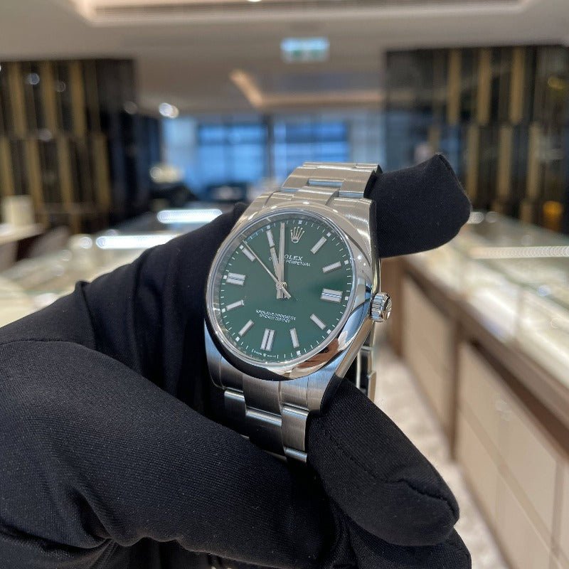 Rolex 124300 Green Oyster Perpertual- Aristo Watch & Jewellery