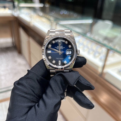 Rolex 128239G Blue Daydate- Aristo Watch & Jewellery