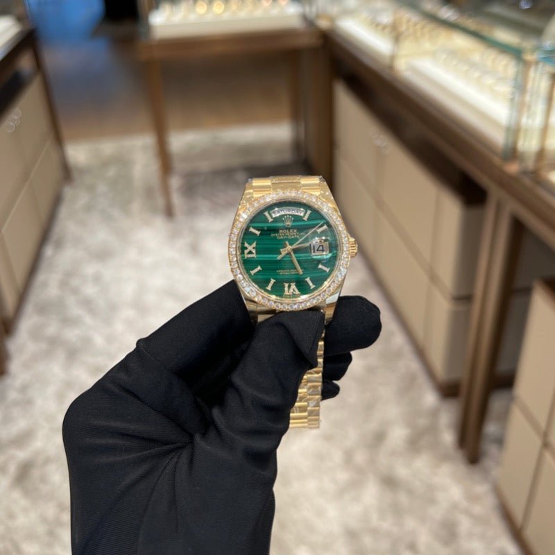 Rolex 128348RBR Malachite Daydate- Aristo Watch & Jewellery