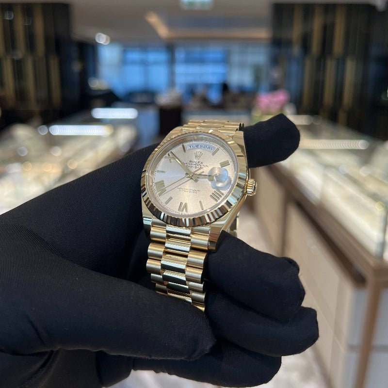 Rolex 228238 Silver Roman Daydate- Aristo Watch & Jewellery