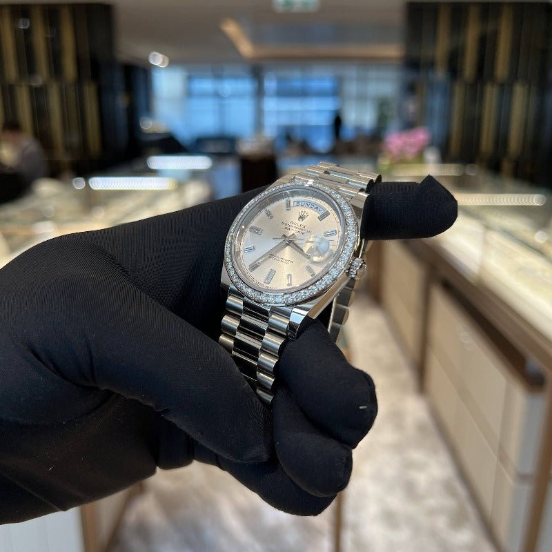 Rolex 228349A Silver Daydate- Aristo Watch & Jewellery